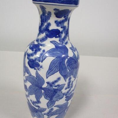 Blue & White Porcelain Koi Vase