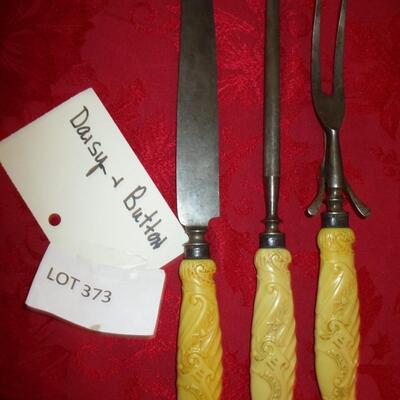 Carved Knife,Fork, Sharpener