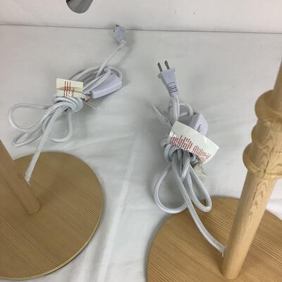 1291 Pair of Adjustable Wood Table Lamps