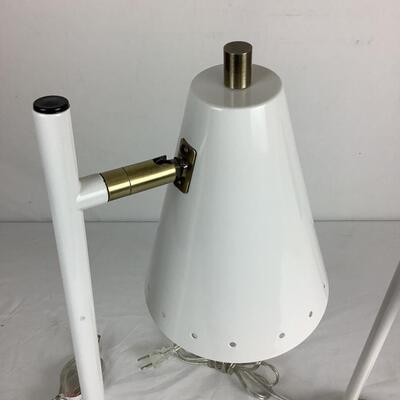 1292 Pair of White/Metal Adjustable Table Lamps