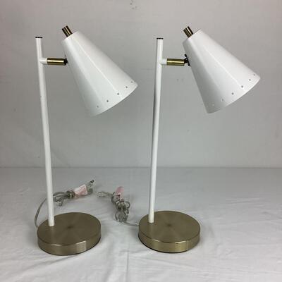 1292 Pair of White/Metal Adjustable Table Lamps