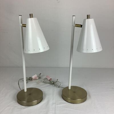 1292 Pair of White/Metal Adjustable Table Lamps