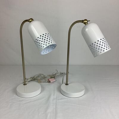 1293 Pair of White/Metal Adjustable Table Lamps