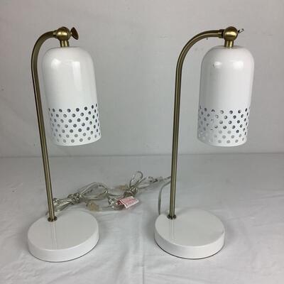 1293 Pair of White/Metal Adjustable Table Lamps