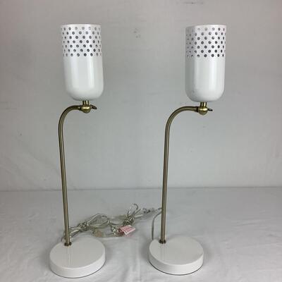 1293 Pair of White/Metal Adjustable Table Lamps