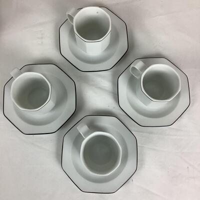 1297 Crown Porcelain Demitasse & White Stoneware Tea Pot/Platter