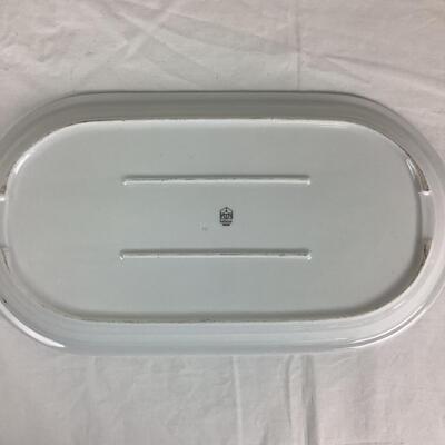 1297 Crown Porcelain Demitasse & White Stoneware Tea Pot/Platter