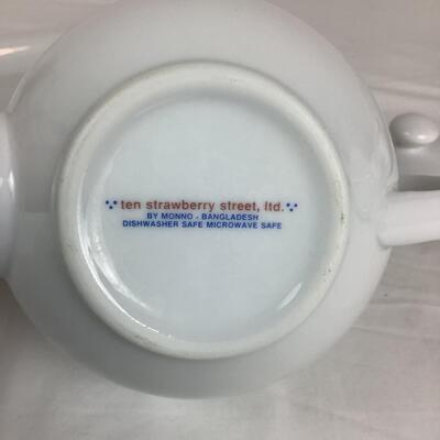 1297 Crown Porcelain Demitasse & White Stoneware Tea Pot/Platter