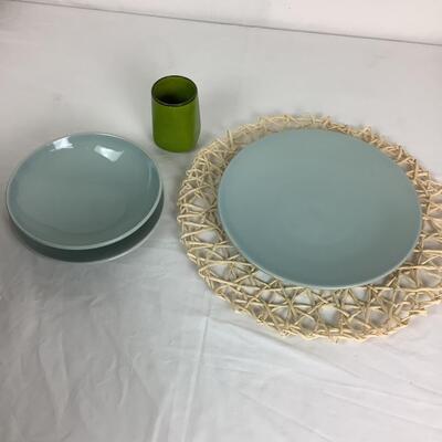 1299 French Plates & Bowls by JARS & Green Cups, Grass Style Placemats