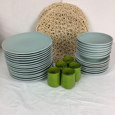 1299 French Plates & Bowls by JARS & Green Cups, Grass Style Placemats