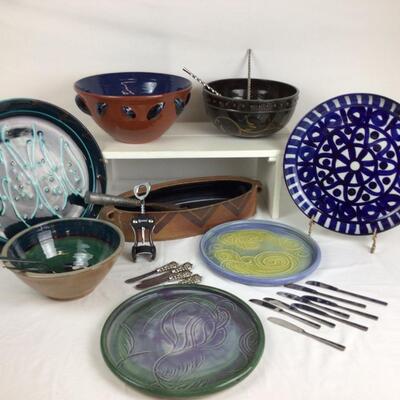 1256 Large Pottery Bowl and Platters