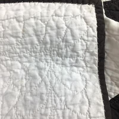 1257 Pair Handmade Floral Twin Quilts