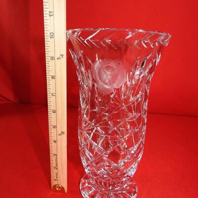 Large Bohemian Etched Crystal Vase