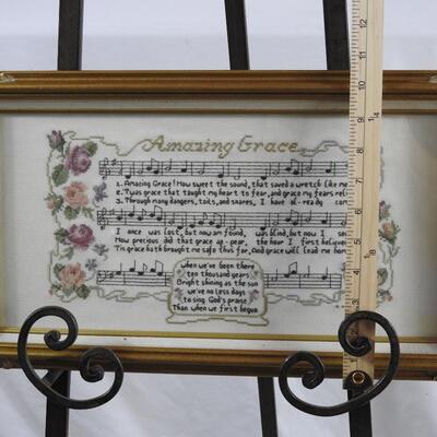 Framed Vintage Cross Stitched Sampler Amazing Grace