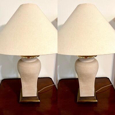 LOT 8 PAIR OF CONTEMPORARY STONEWARE LAMPS