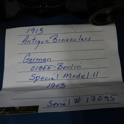 LOT 224.     1913 ANTIQUE GERMAN OIGEE-BERLIN BINOCULARS