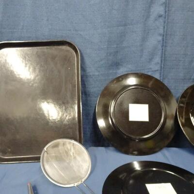 LOT 225. CHARGERS, BOWLS AND STRAINERS