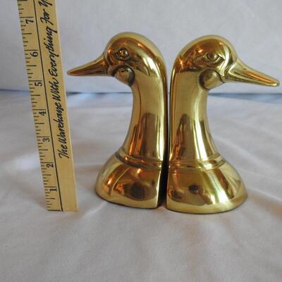 Vintage duck brass bookends