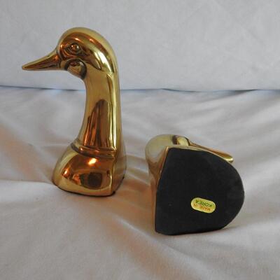 Vintage duck brass bookends