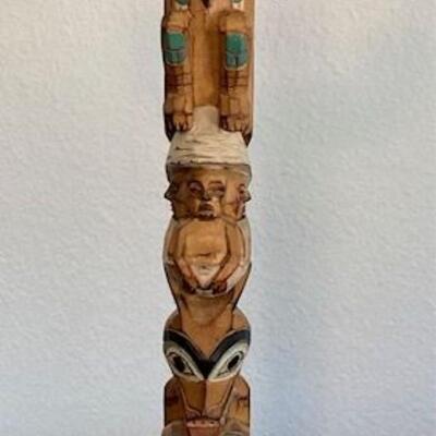 Raven Carved Wooden Totem Pole By Alaska Black Diamond