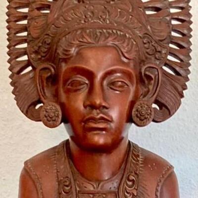 Wooden Carved Bust Sculpture By M.D. Panti Bali