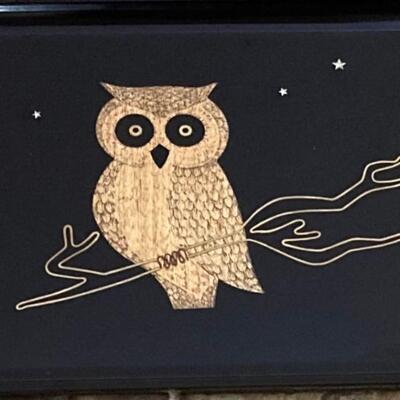 Vintage Couroc Owl Glasses (8), Tray & Ice Bucket