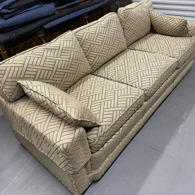 LOT #101. VINTAGE SOFA WITH DOWN PILLOWS