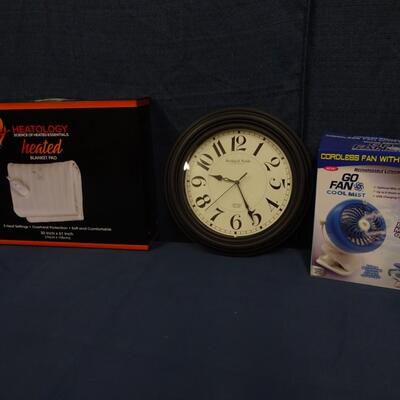 LOT 247  GO FAN, CLOCK AND HEATOLOGY BLANKET PAD