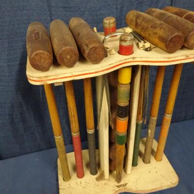 LOT 256. VINTAGE SOUTH BEND CROQUET SET