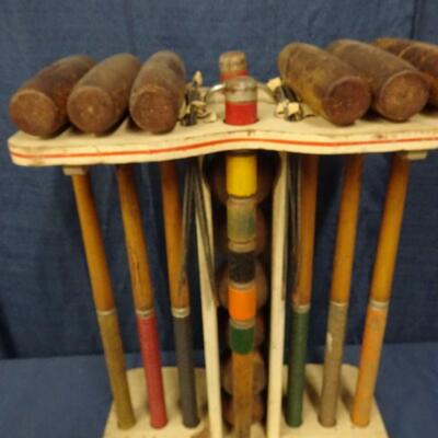 LOT 256. VINTAGE SOUTH BEND CROQUET SET