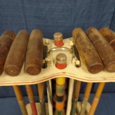 LOT 256. VINTAGE SOUTH BEND CROQUET SET