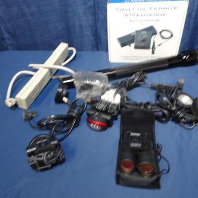 LOT 261. RACQUET BALL RACQUET, LIGHTS, POWER STRIP AND ANTENNA