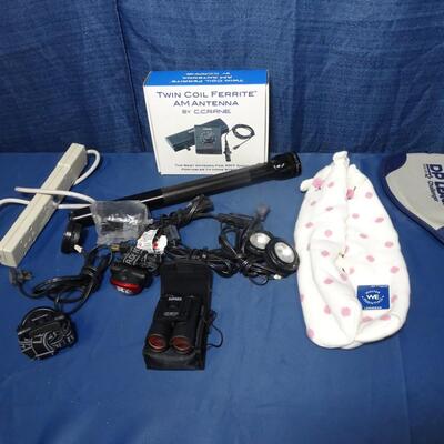 LOT 261. RACQUET BALL RACQUET, LIGHTS, POWER STRIP AND ANTENNA