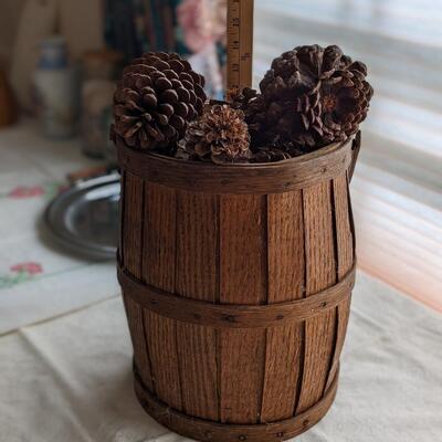 Nice Wood Bucket of Pine Cones