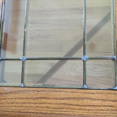 Oak and Lead Framed Glass Top Coffee Table