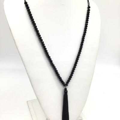 Black Beaded Necklace Iridescent Color