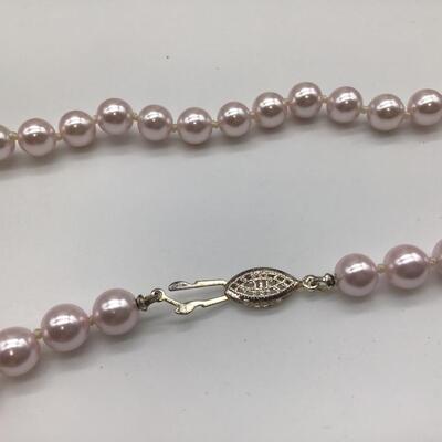 Icy Pink Fashion Pearl Style Necklace With Beautiful Clasp