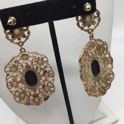 Large Gold Tone Cameo Earrings