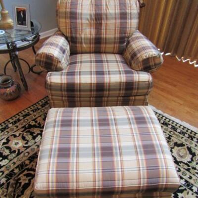 Upholstered Chair with Ottoman