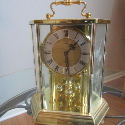Polished Brass and Glass Anniversary Clock