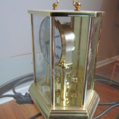 Polished Brass and Glass Anniversary Clock