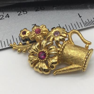 Vintage Floral Watercan Brooch