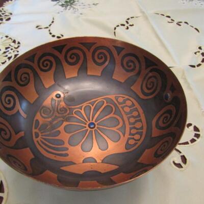 Decorative Copper Bowl from Chile
