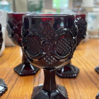 Vintage Avon Ruby Red Goblets Set of 6 Cape Cod Collection