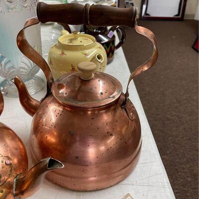 Vintage Copper Tea Kettles Lot of 5