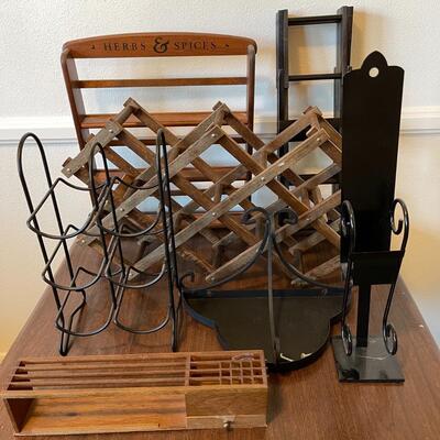 Lot 43 Hanging Wall Shelves and Racks Spices Wine Matches Wood Shelf
