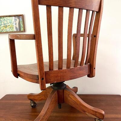 Lot 84 Vintage Refinished Wood Desk & Chair  Connote Office Furniture LA