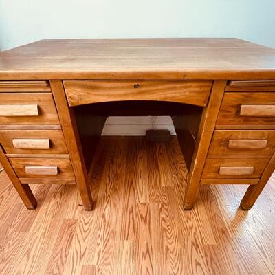 Lot 84 Vintage Refinished Wood Desk & Chair  Connote Office Furniture LA