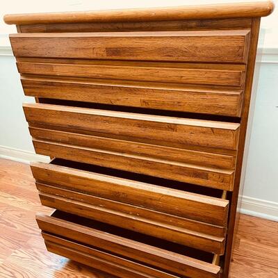 Lot 87 Dresser 4 Drawers Modern Design  Wood Inlay 42" tall x 33 " Wide
