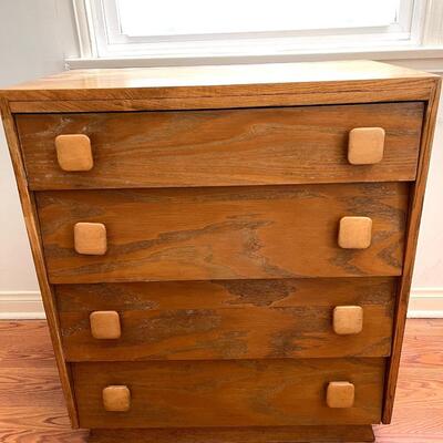 Lot 88 Vintage Wood Desk / Dresser Combo Drop Front Canter Levered Drawers  34" tall